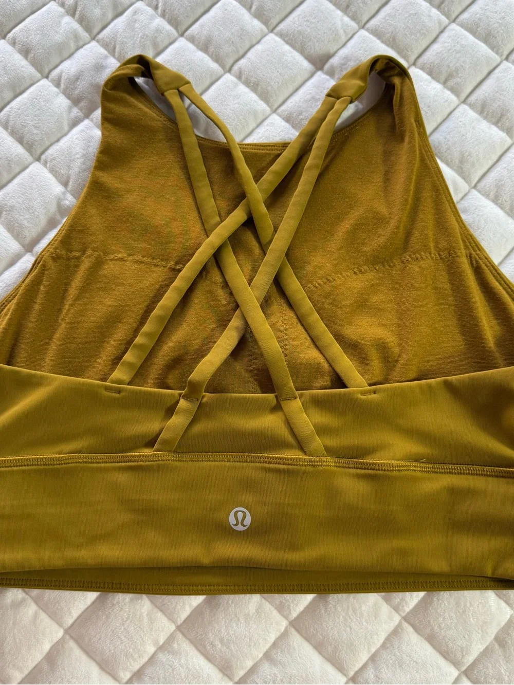 Lululemon Energy Bra High Neck Longline Gold Spice Mustard Yellow Size 6